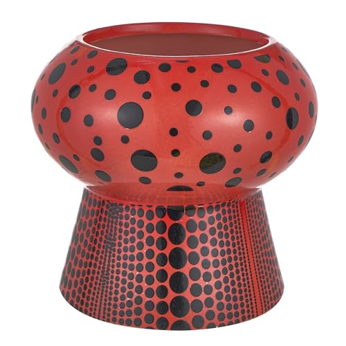 Baroni Home Pois Vaso Ceramica 16x14,8 cm Rosso Dipinto a Mano