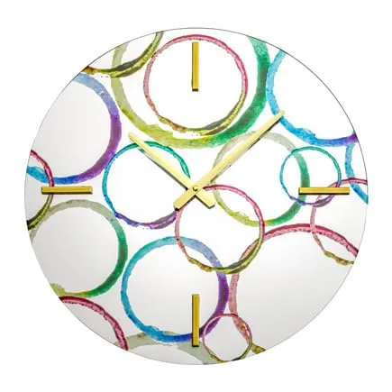 Baroni Home orologio da parete vetro cerchi 43 cm dorato