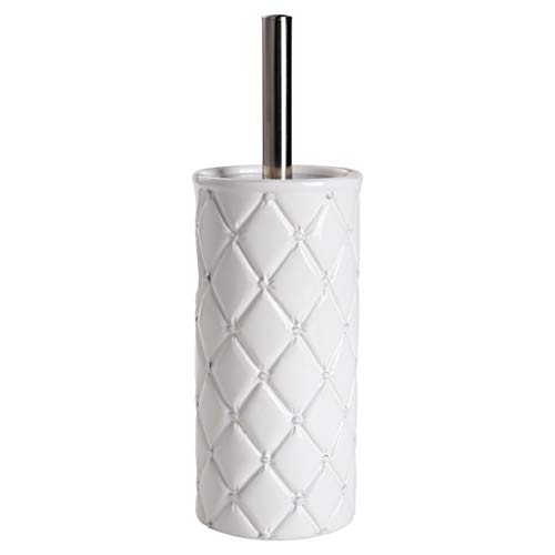 Baroni portascopino ceramica bianco 10x10x41 cm con scopino