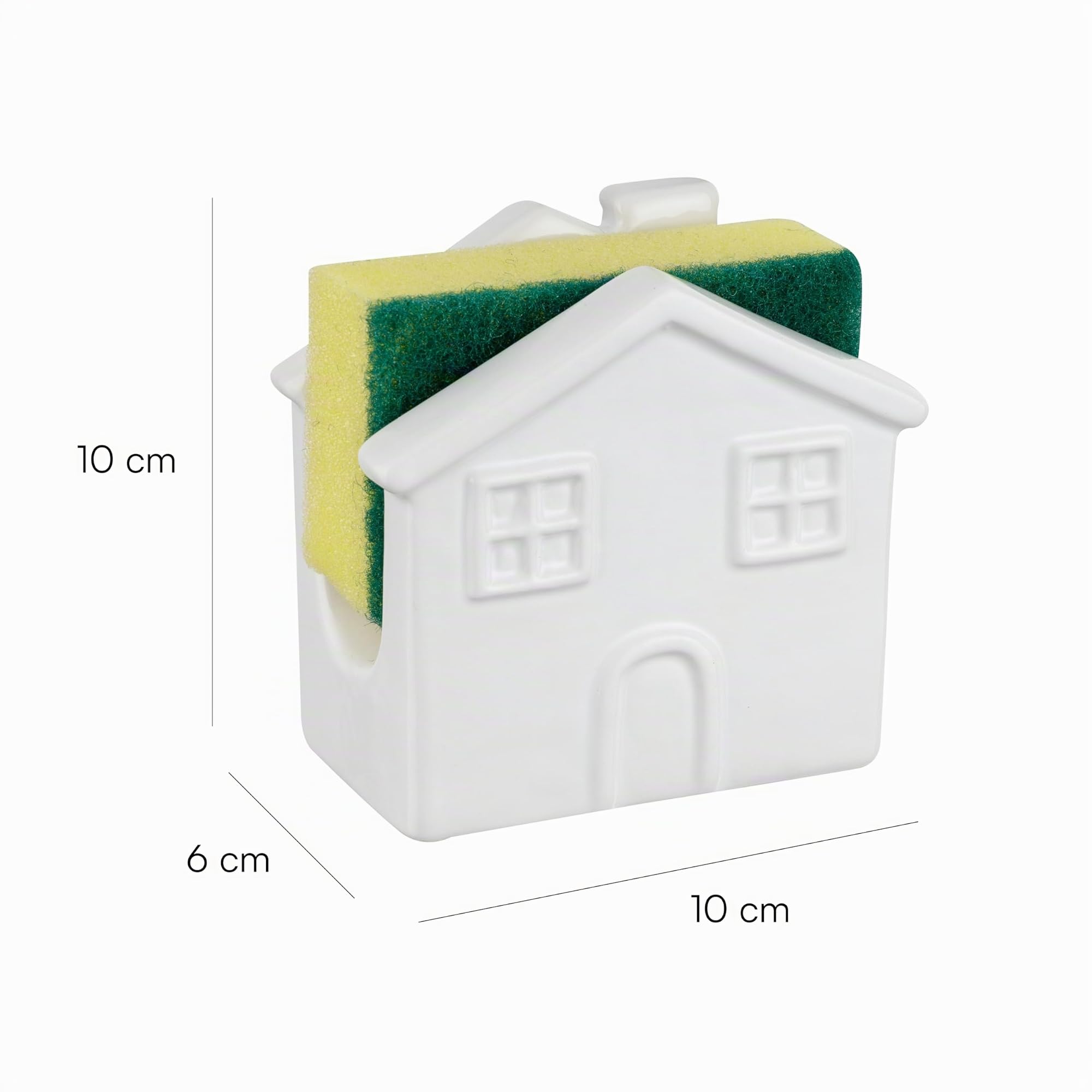 Baroni Home Casina Bianca portaspugna ceramica 10x6x10 cm