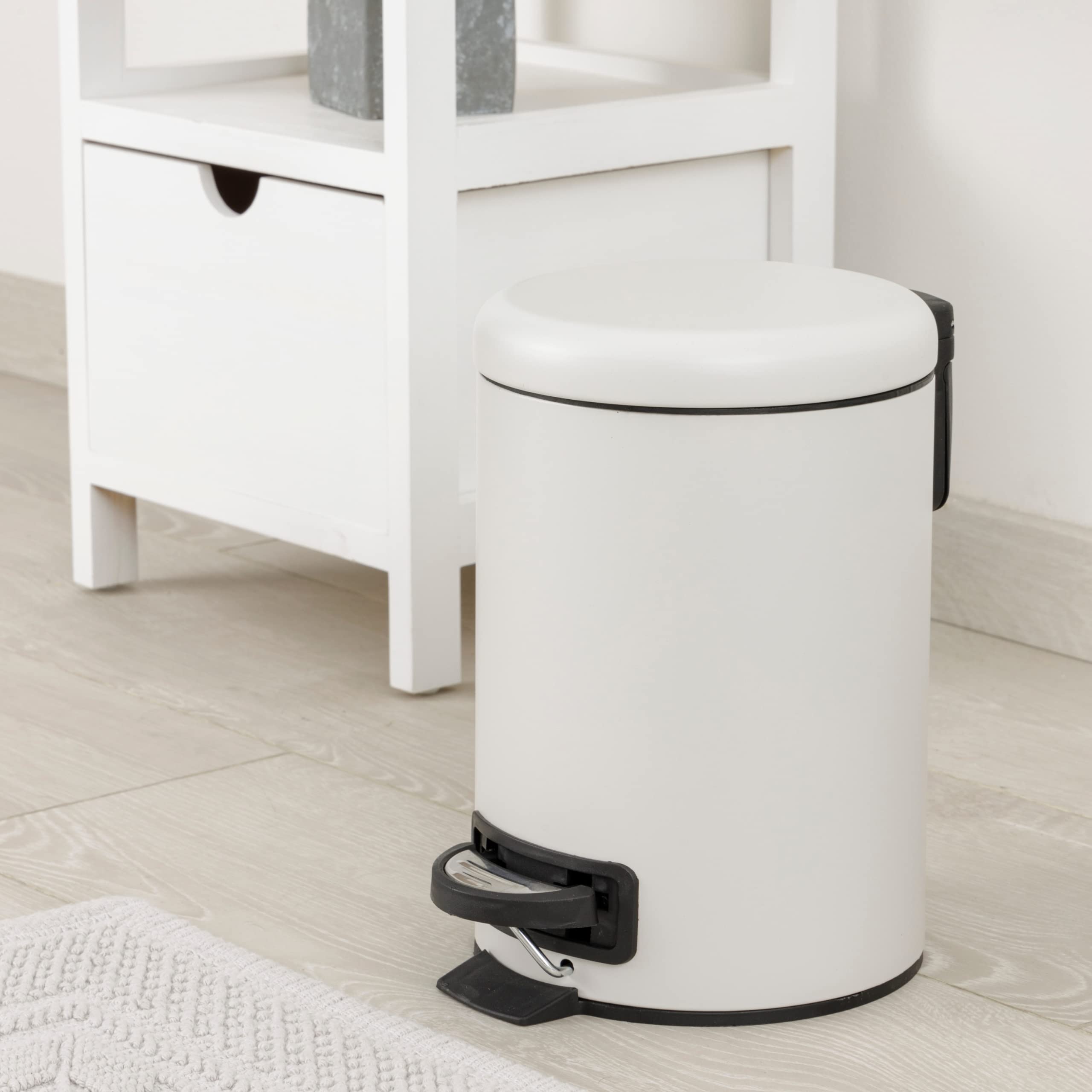 Baroni Home pattumiera bagno ceramica bianca 24x17x25 cm