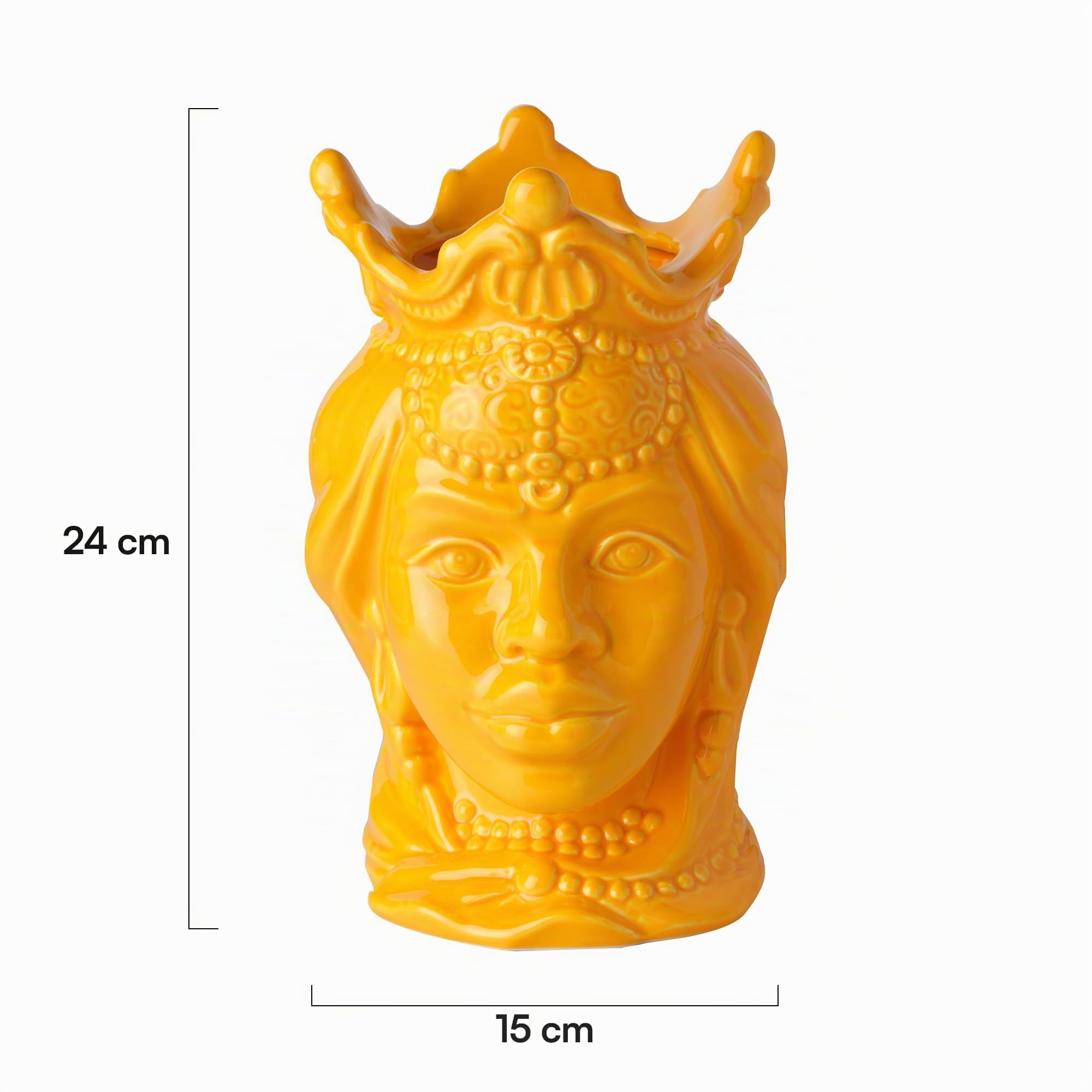 Baroni Home testa di moro ceramica regina gialla 24 cm