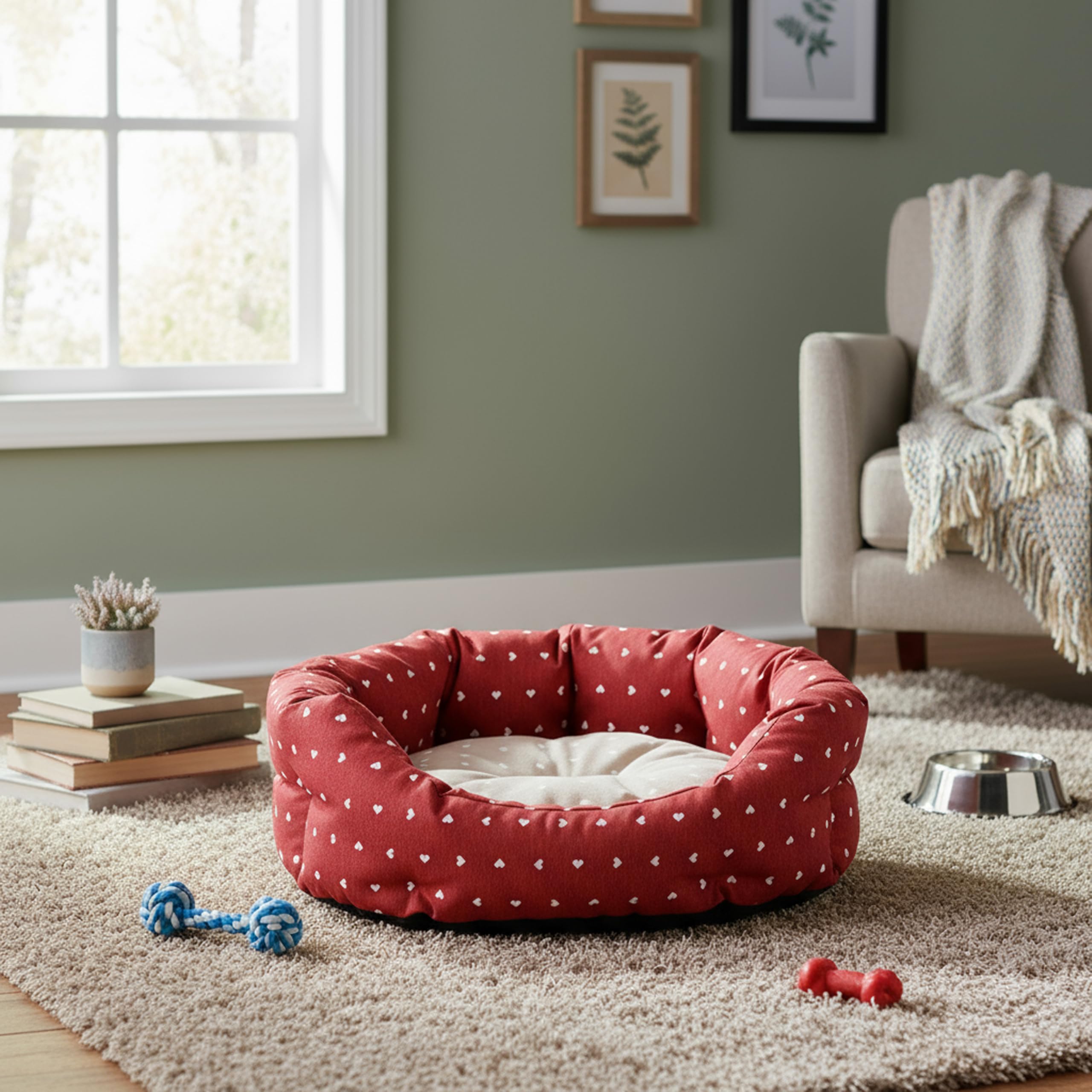 Baroni Home cuccia cane ovale grigia stelle 50x65 cm