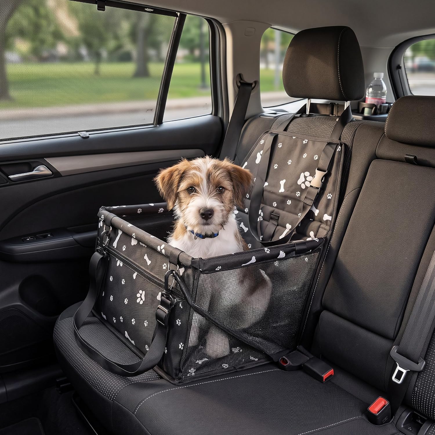 Baroni Home Seggiolino Auto Cani Gatti Nero 40x32x42 cm