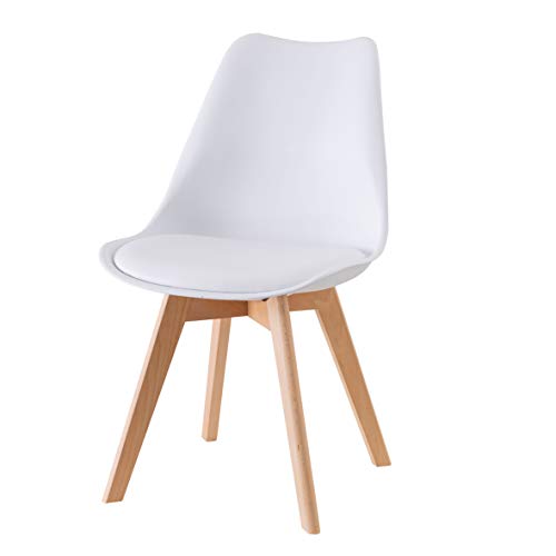 Baroni Home sedia pranzo ufficio bianca gambe legno 1 pezzo