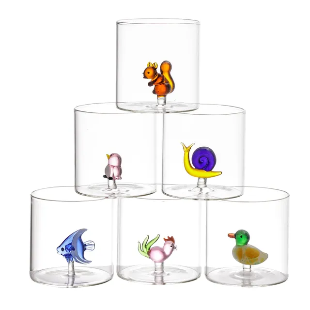 Baroni Home Set 6 Bicchieri Vetro 32 CL Animali Borosilicato