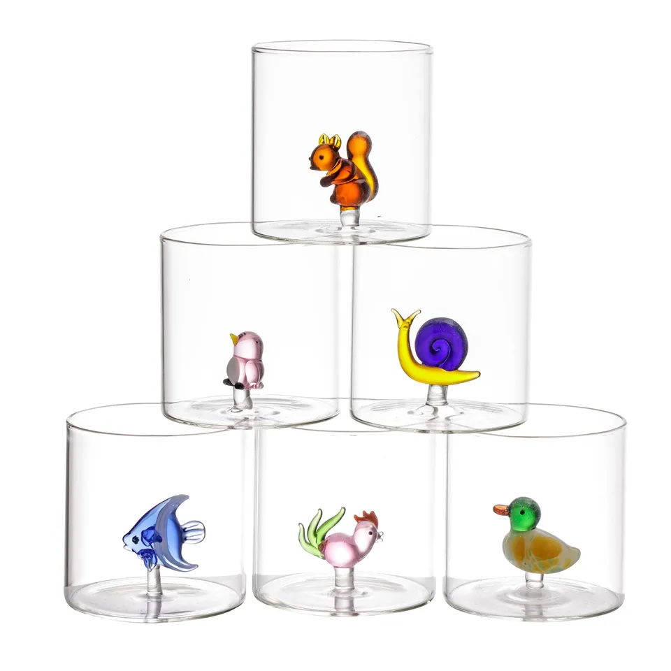 Baroni Home Set 6 Bicchieri Vetro 32 CL Animali Borosilicato
