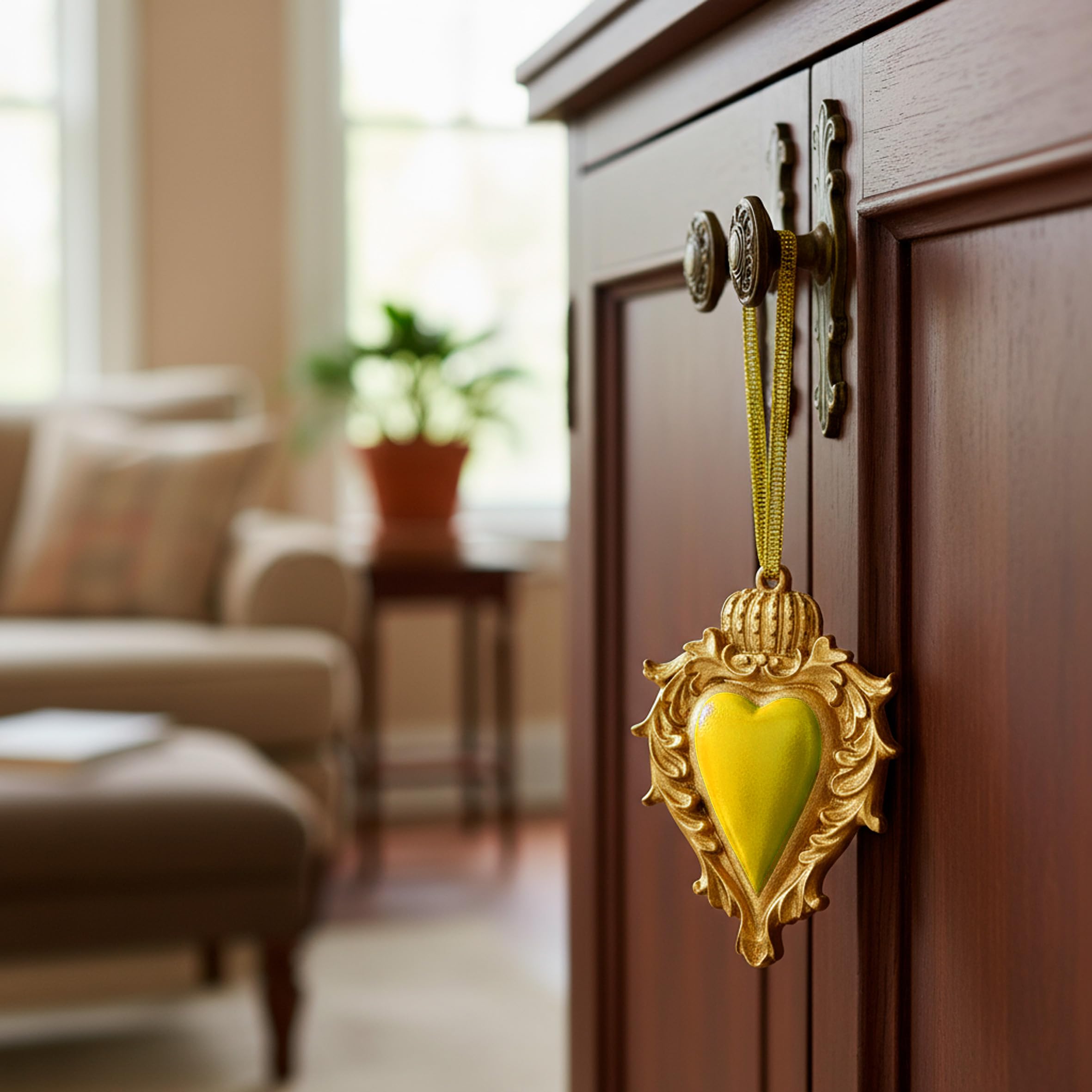 Baroni Home Sacro Cuore Ex Voto pendenti resina giallo set 3