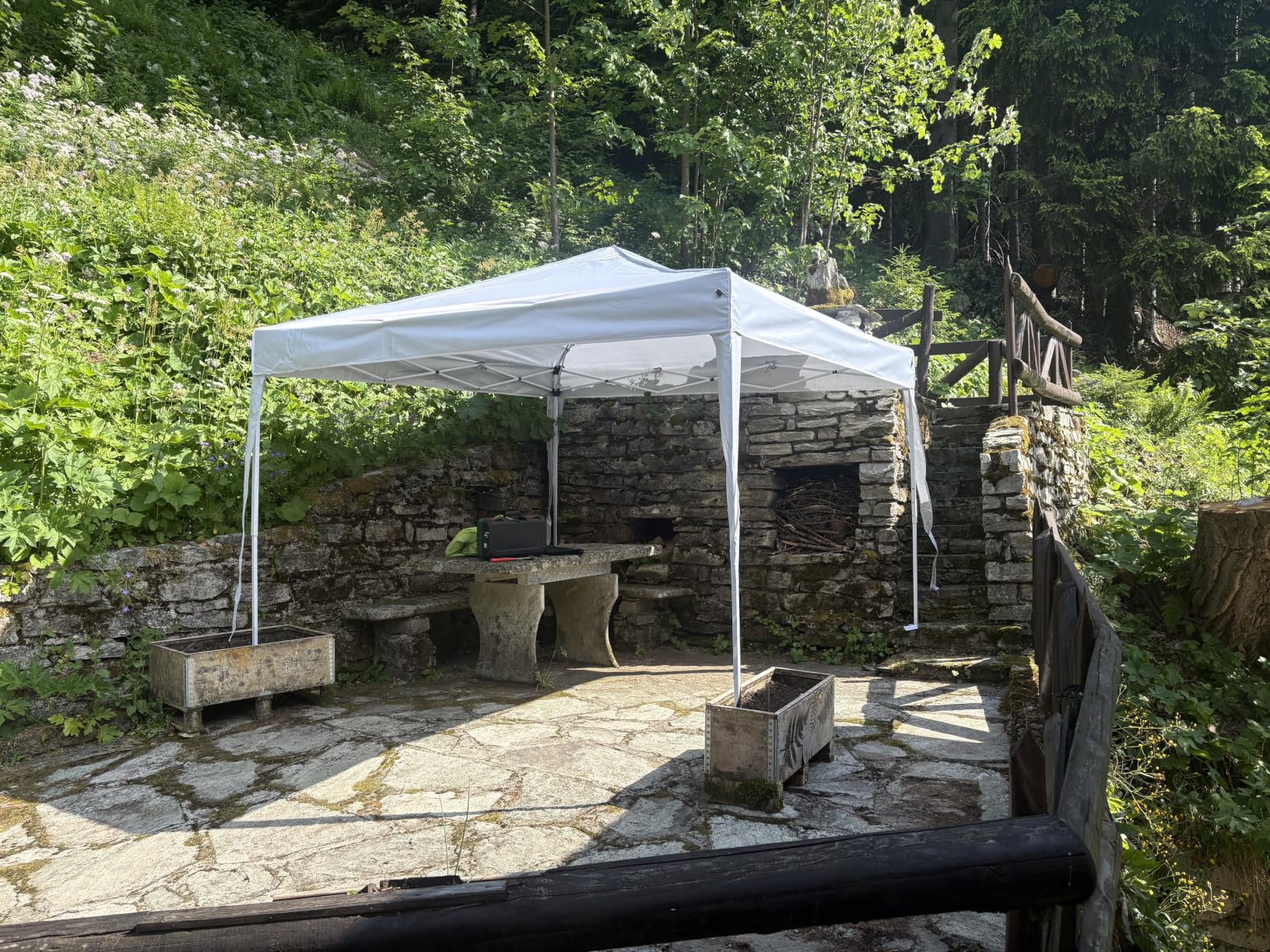 Baroni Home Gazebo 3x3 m Bianco Pieghevole con 4 Pareti