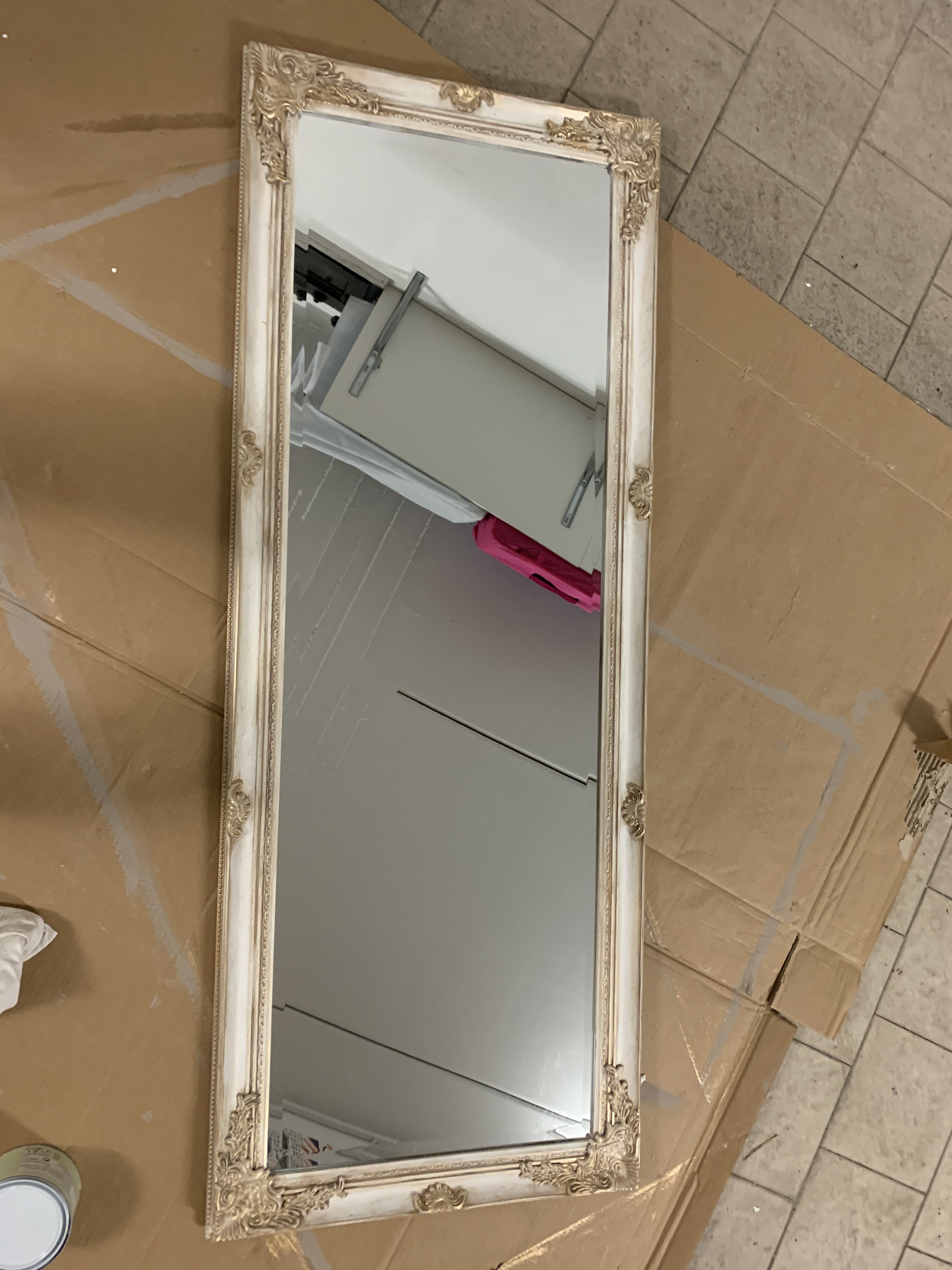 Baroni specchio da parete rettangolare 55x142 cm bianco anticato