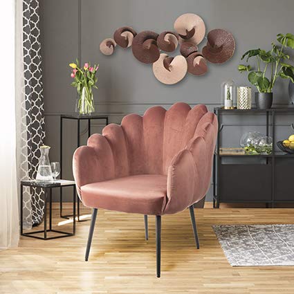 Baroni poltrona conchiglia velluto rosa 64x57x77 cm