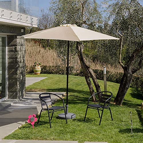 Baroni Home ombrellone da giardino bianco Ø 270 cm palo centrale