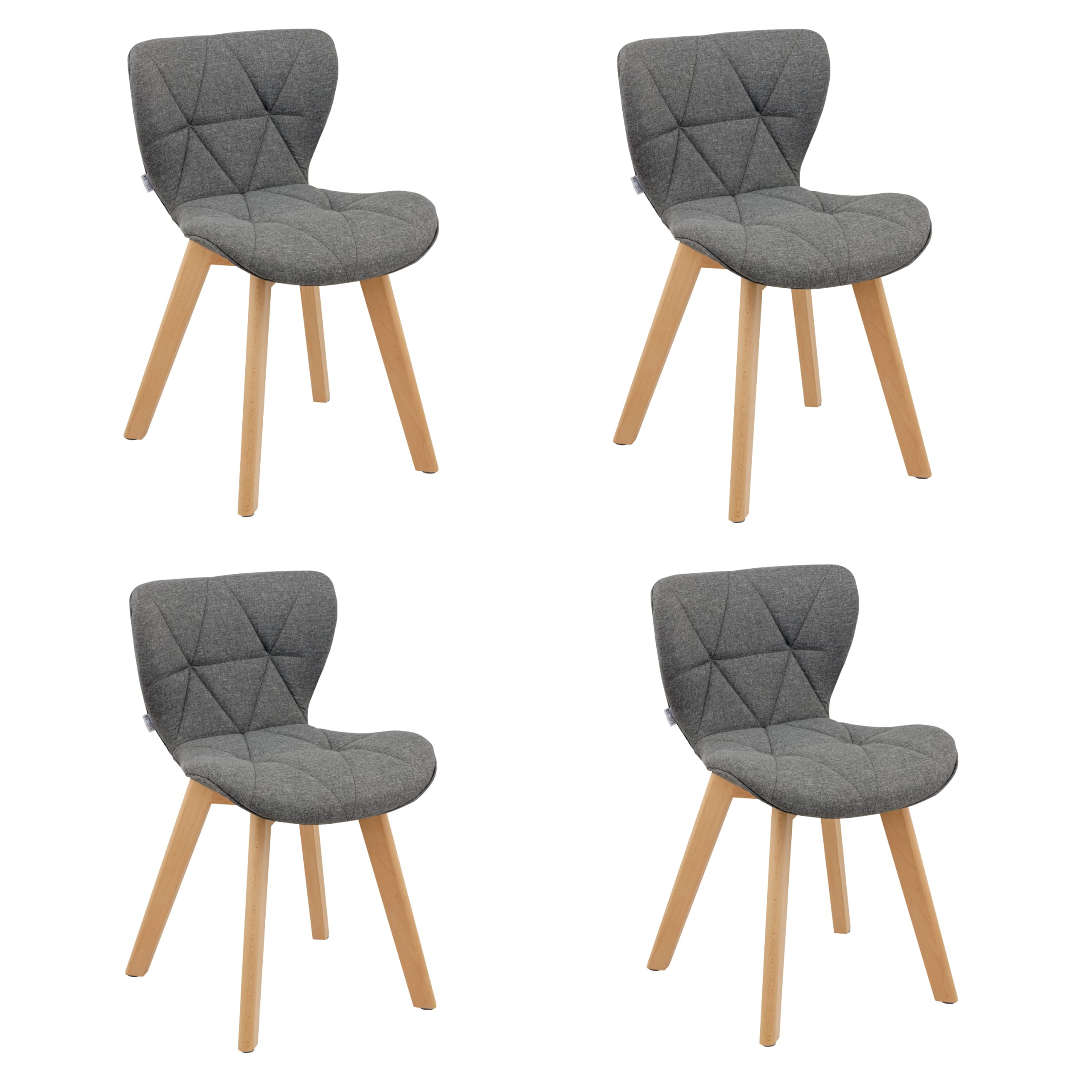 Baroni Home sedia grigia 4 pezzi gambe legno
