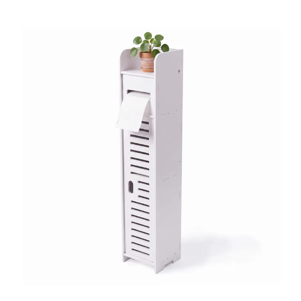 Baroni Home Mobiletto Porta Carta Igienica Anta Traforata 15x15x80 cm