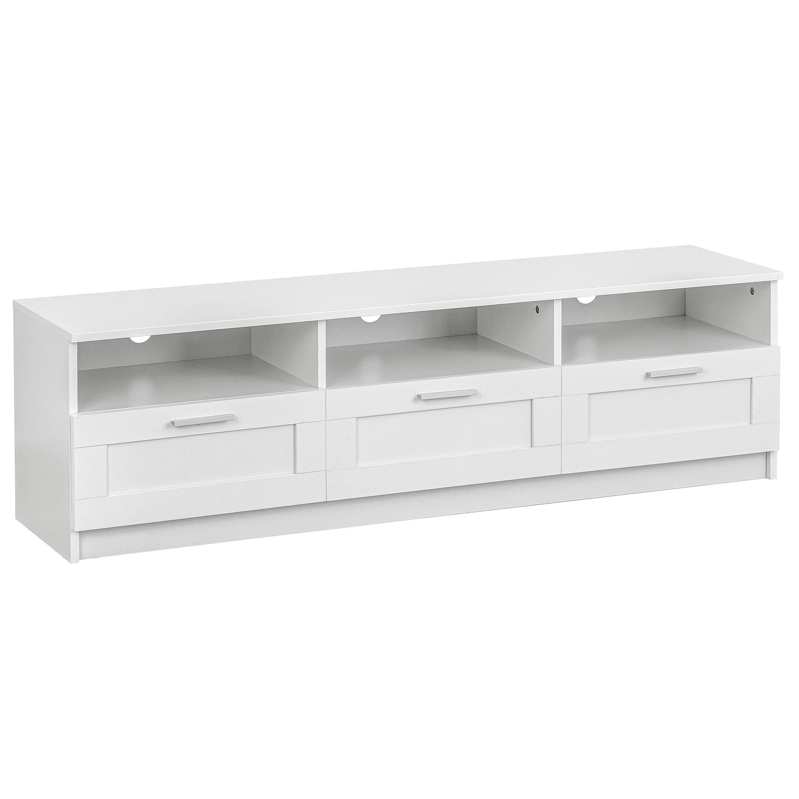 Baroni Home Mobile TV Bianco 3 Cassetti 140x33x30 cm
