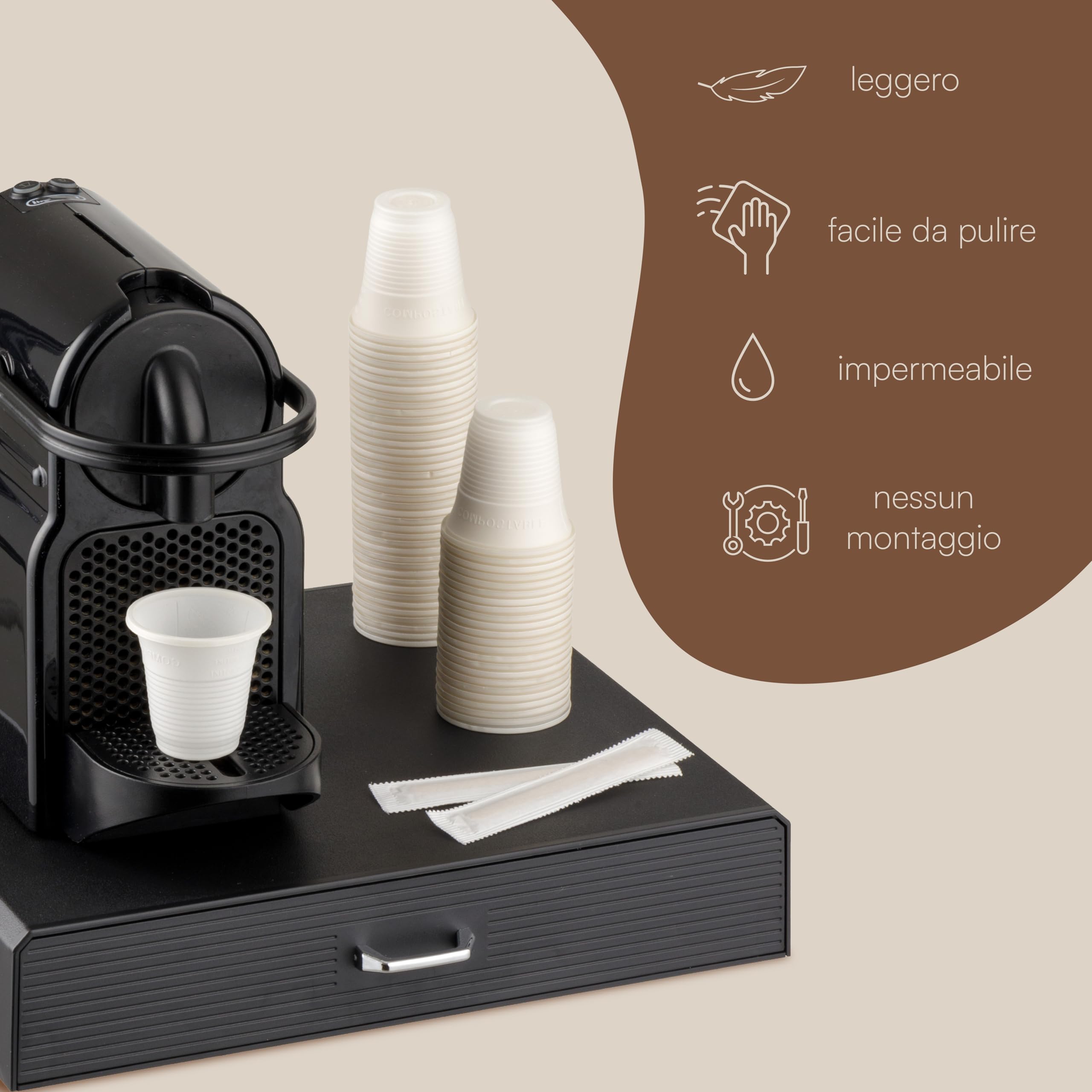 Baroni Home Cassetto Porta Capsule Nero 30 Capsule Plastica