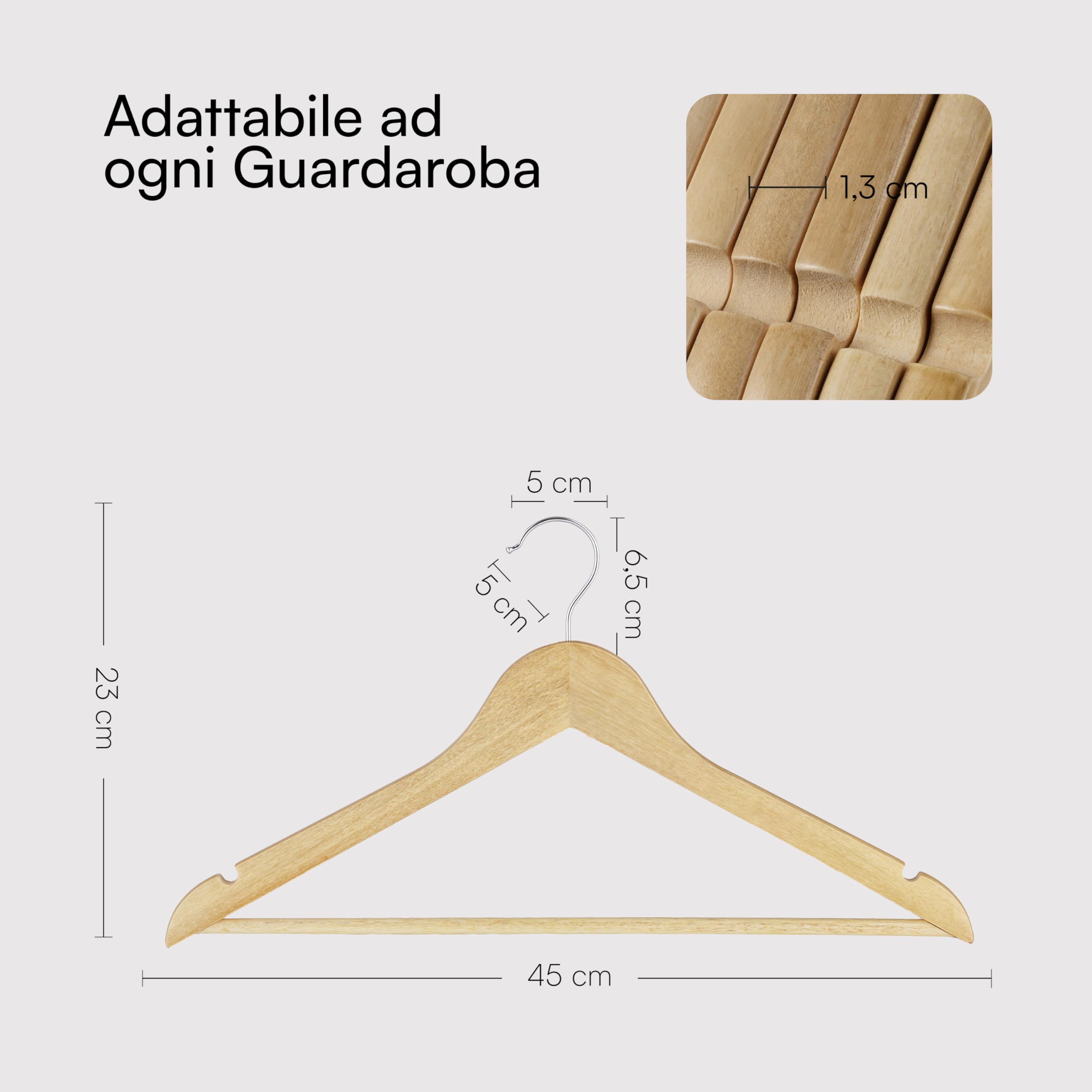 Baroni Home Grucce Legno appendiabiti naturali 20 pezzi 45 cm