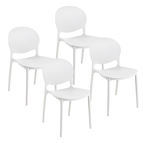 Baroni Home Set 4 Sedie Plastica Bianca 46x50x80 cm