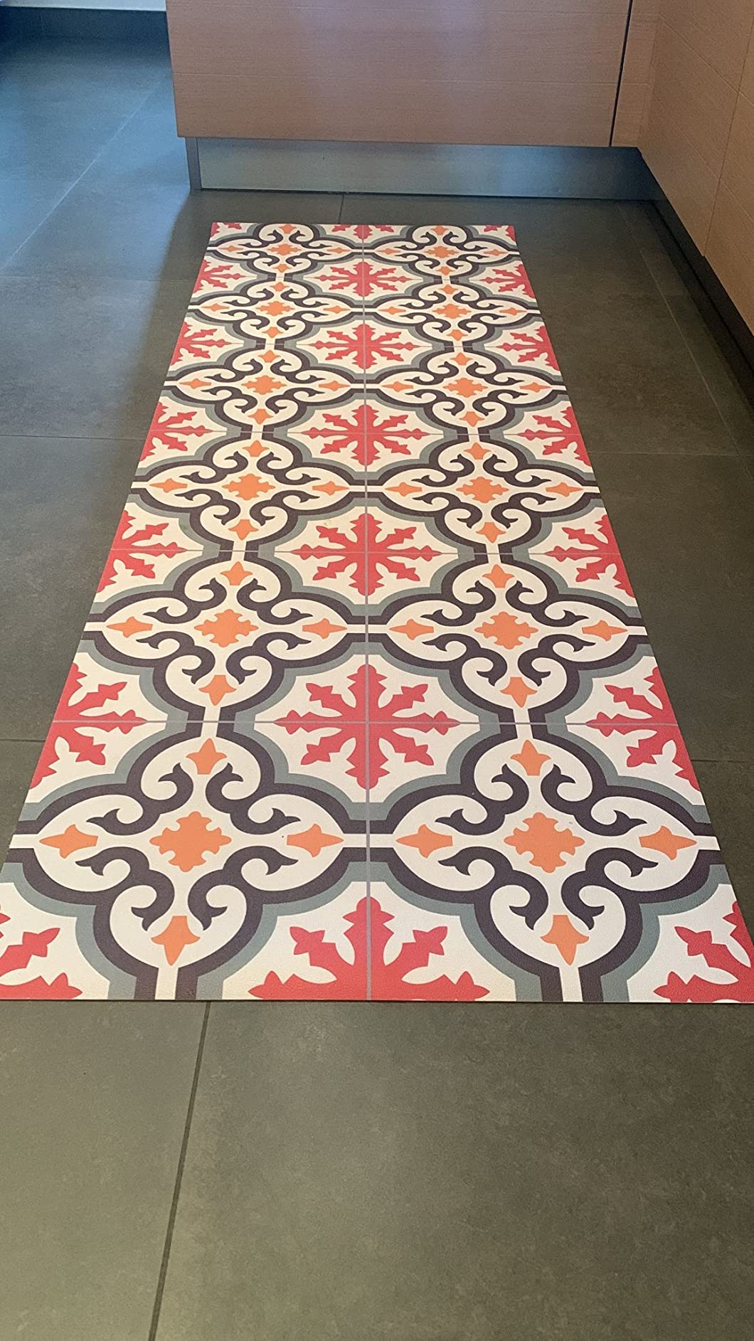 Baroni Home Tappeto PVC 120x60 cm Fiori Rosa Antimacchia