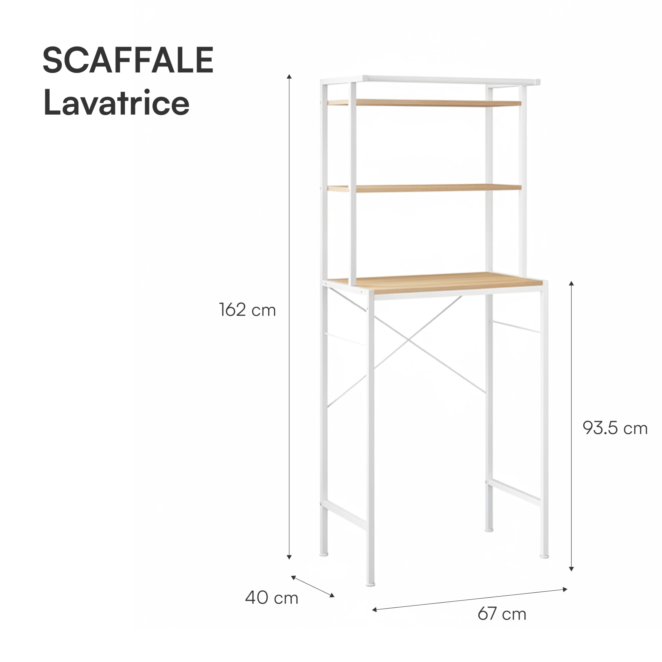 Baroni Home scaffale sopralavatrice bianco 40x67x162 cm