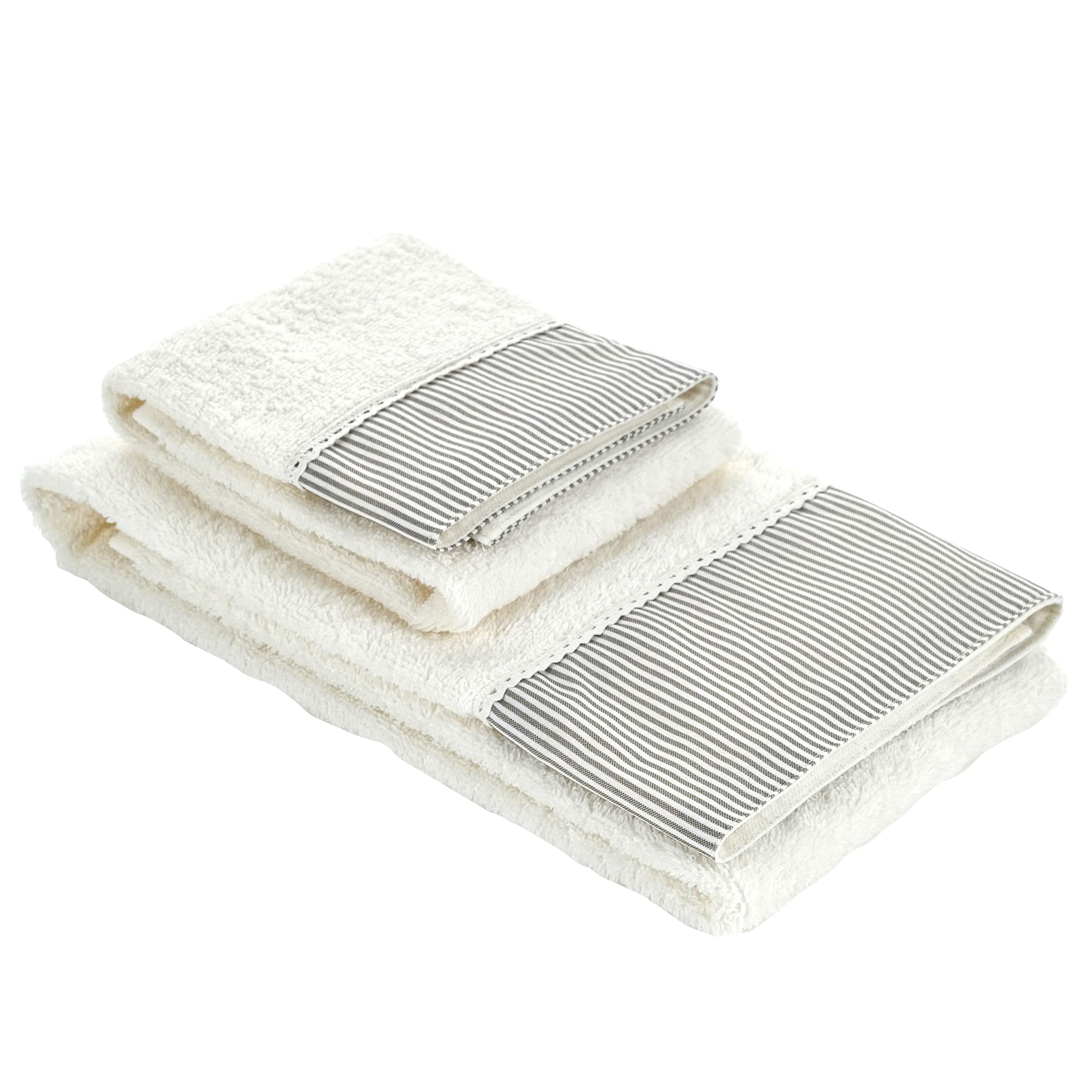 Baroni Home Afrodite set 2 asciugamani bianco 100% cotone
