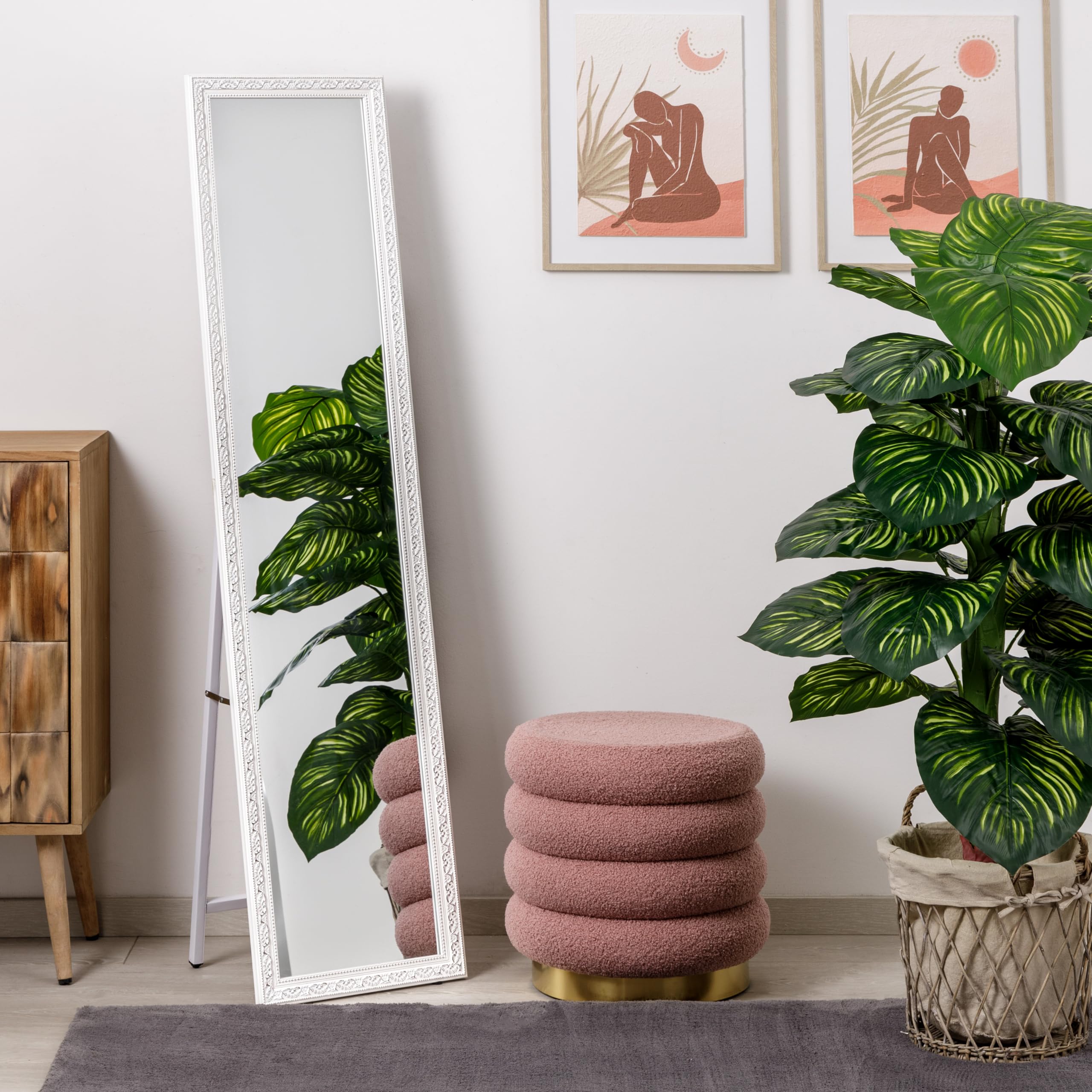 Baroni Home Specchio da Terra Riccioli Bianchi 40x150 cm
