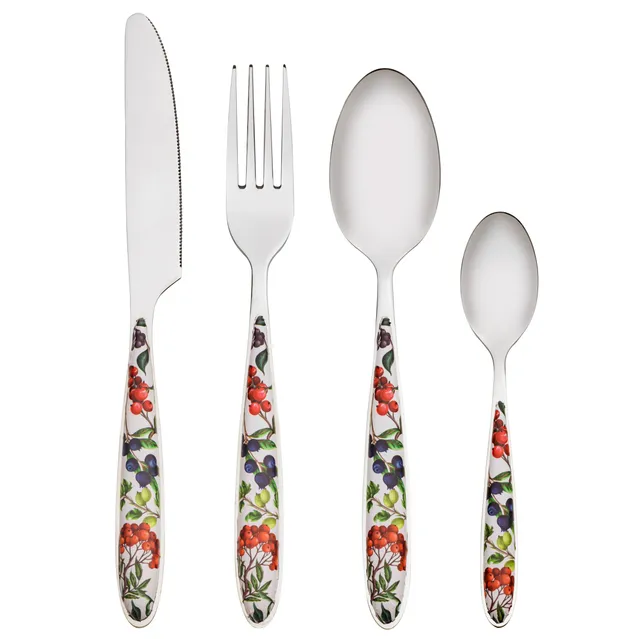 Baroni Home set posate 24 pz acciaio inox bacche 6 persone