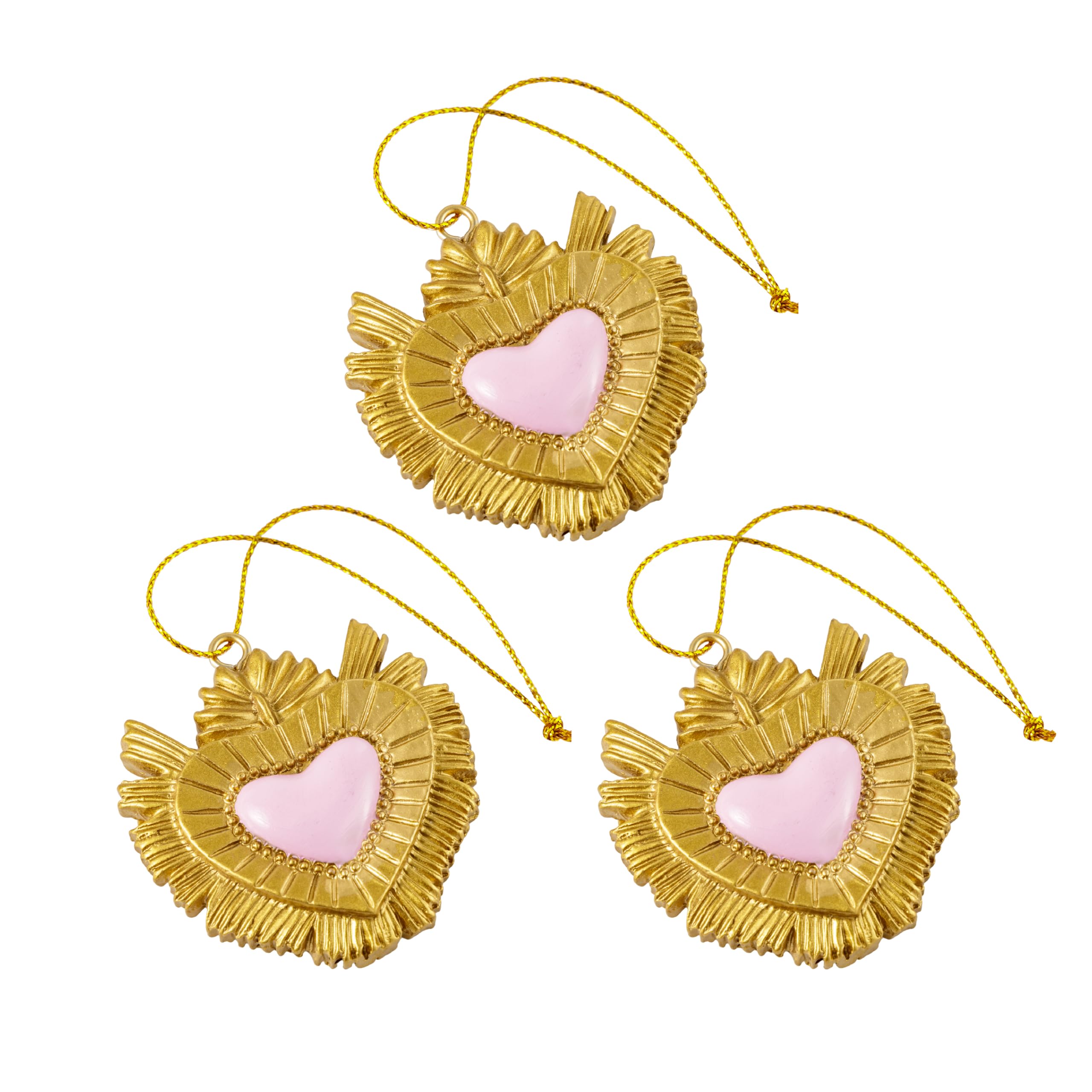 Baroni Home Sacro Cuore set 3 pendenti rosa resina