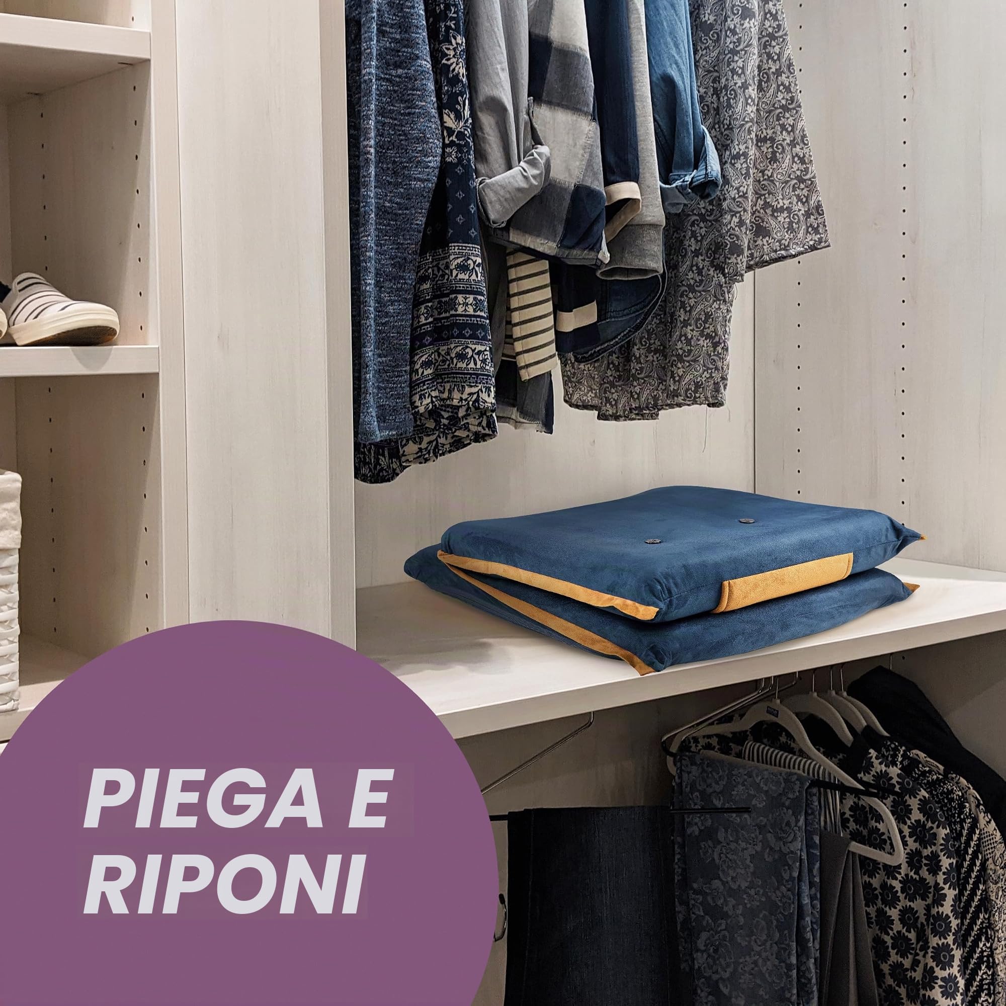 bonVIVO Easy III sedia pavimento pieghevole blu schienale reclinabile