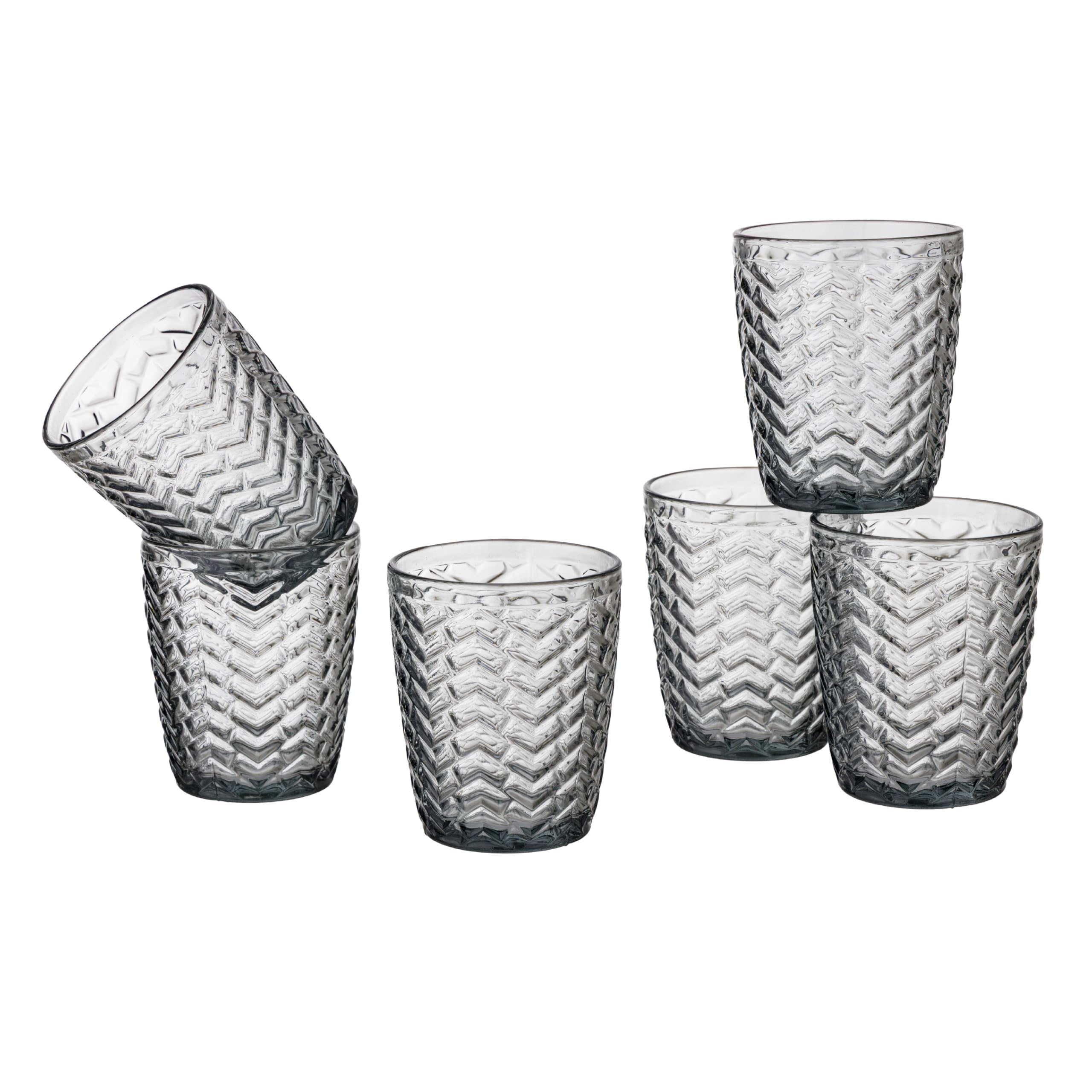 Baroni Home Wave Set 6 Bicchieri Vetro Blu 30 CL Righe