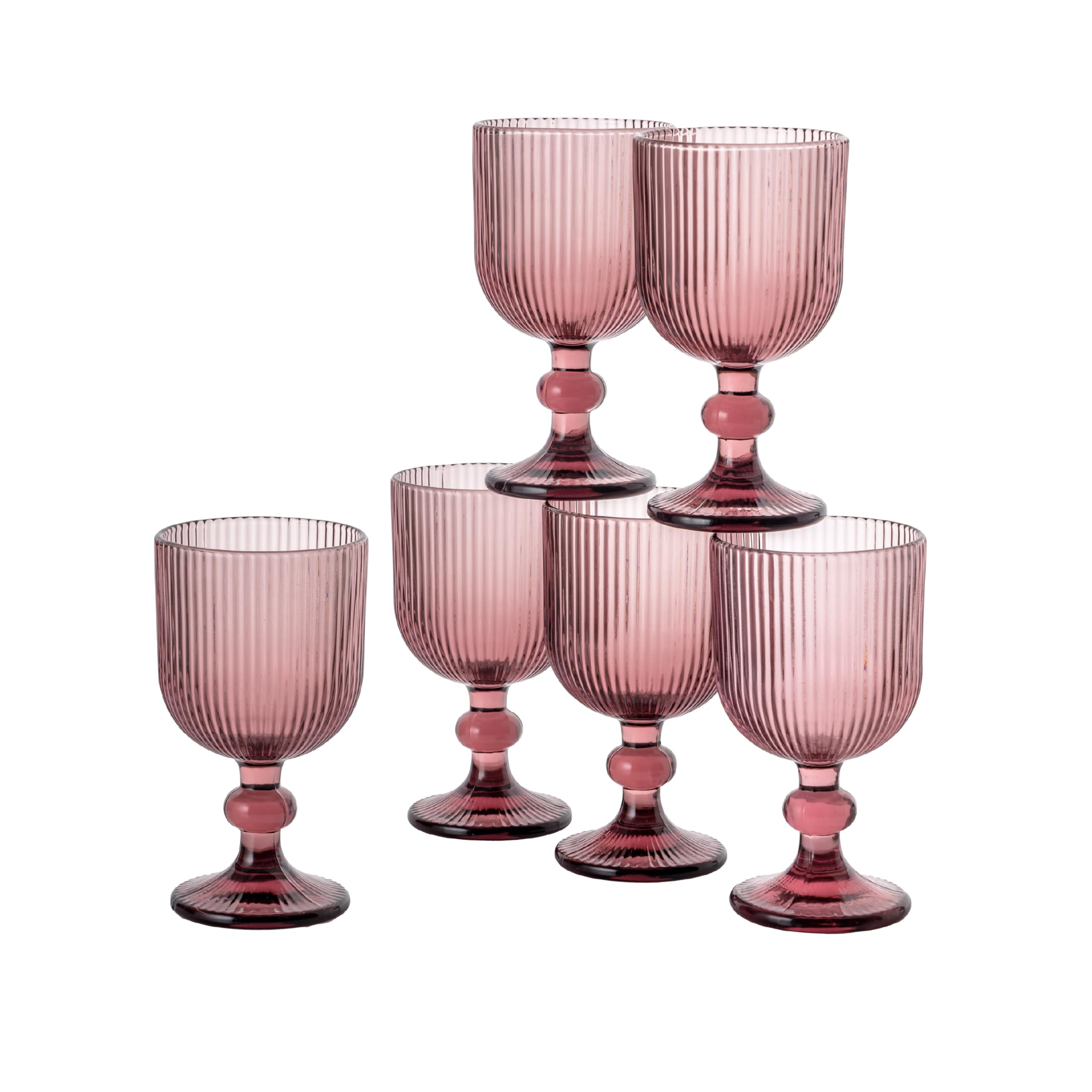 Baroni Home Set 6 Calici Vetro Verde Righe 20 CL