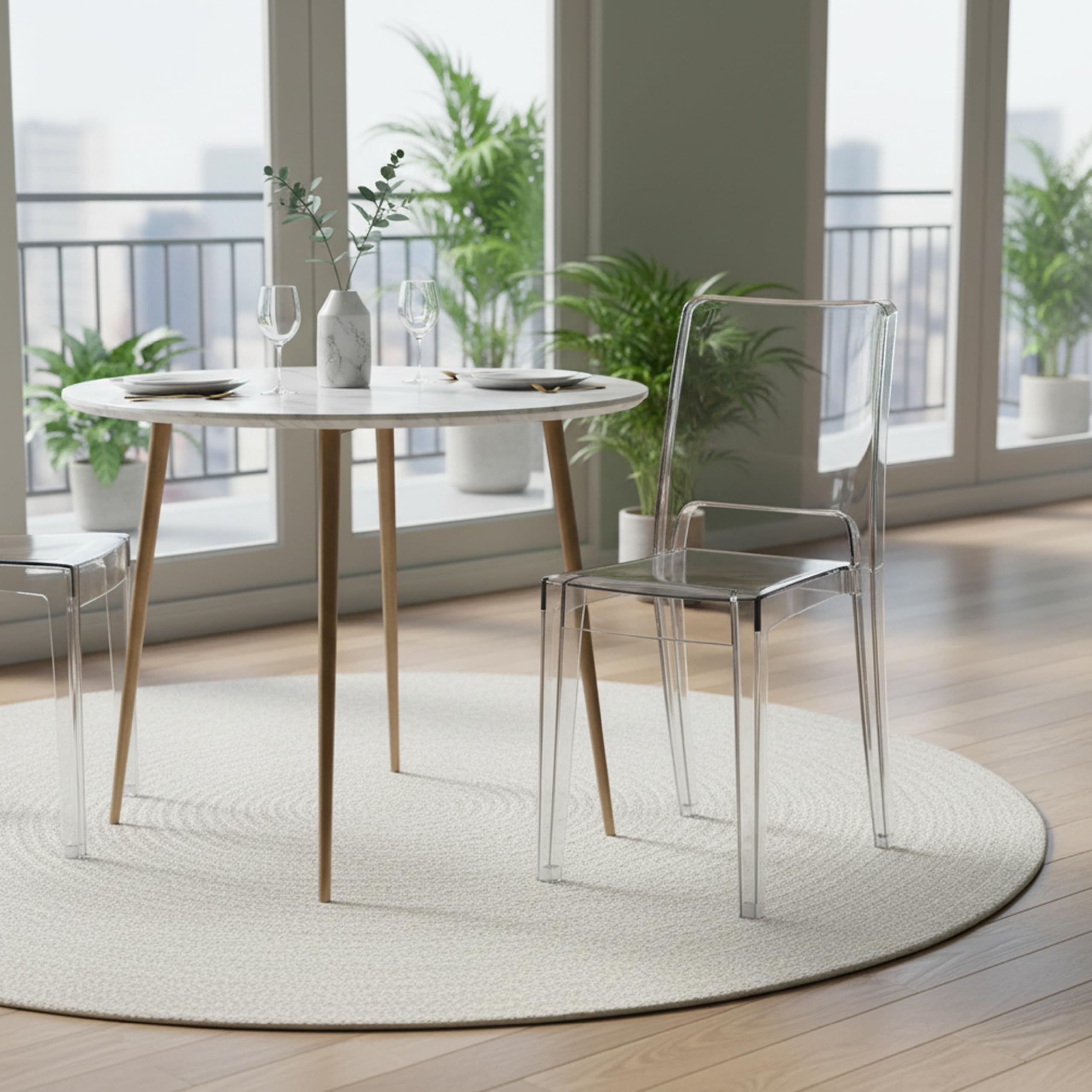 Baroni Home Set 4 Sedie Trasparenti Impilabili Trasparente