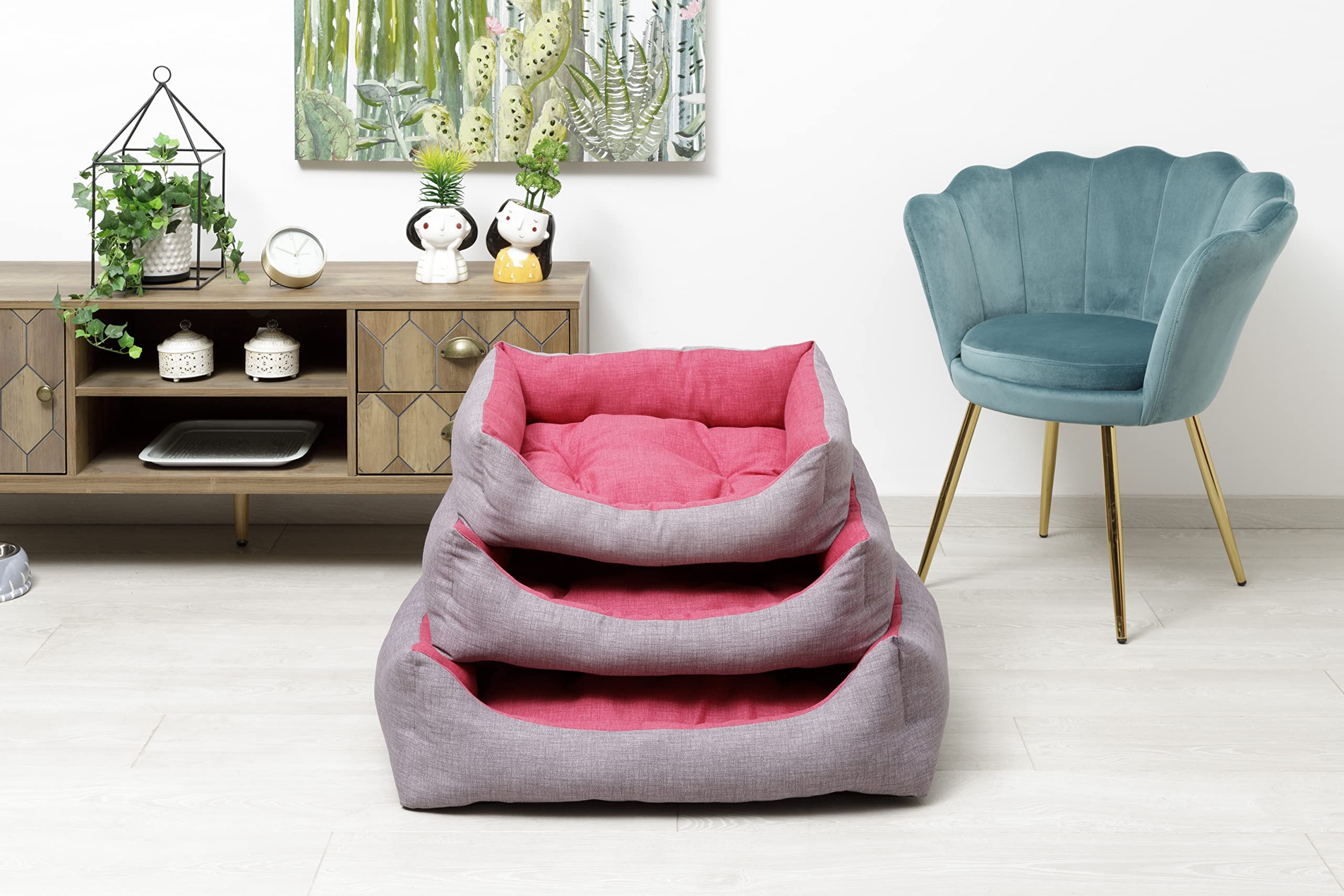 Baroni Home Cuccia Cane M 60x70 cm Grigio Bordeaux Lavabile