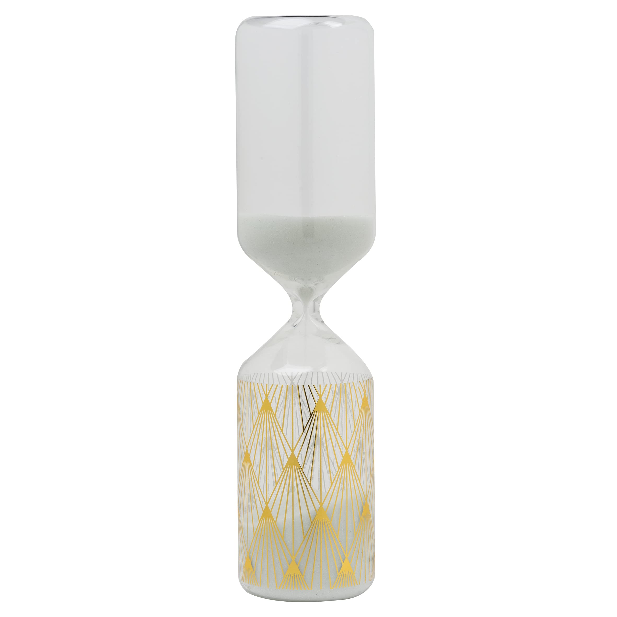 Baroni Home clessidra decorativa bianca oro 6x6x24 cm vetro