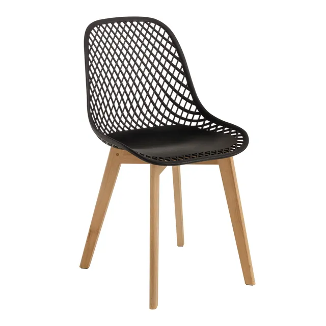 Baroni Home Sedia Moderna Nera Gambe Legno 1 Pezzo