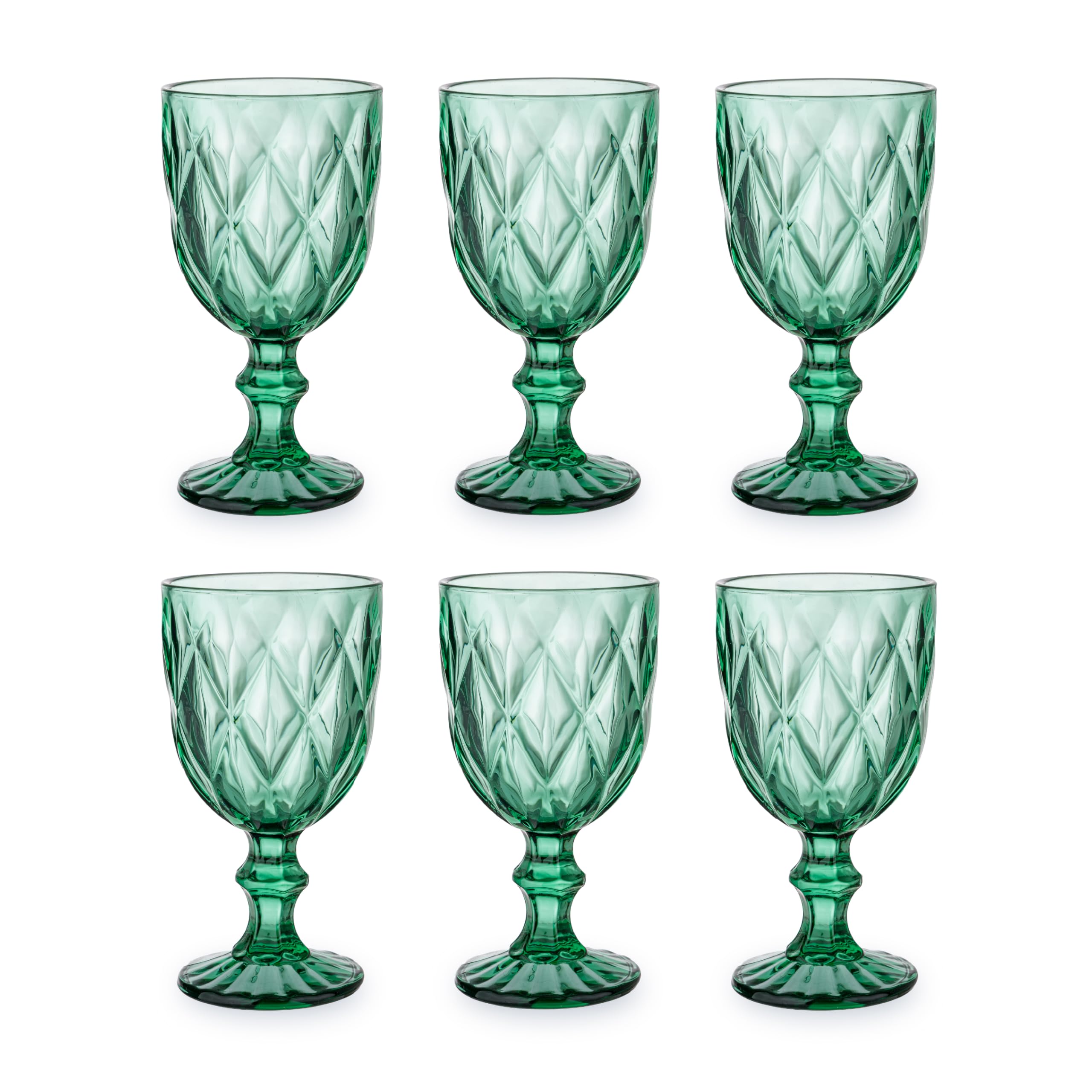 Baroni Home Set 6 Calici Diamante Vetro Verde 27 cl
