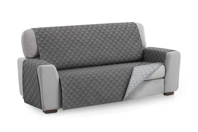 Textilhome Malu Copridivano 3 Posti 160 cm Grigio Imbottito