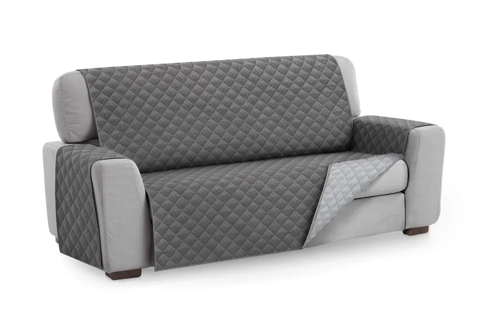 Textilhome Malu Copridivano 3 Posti 160 cm Grigio Imbottito