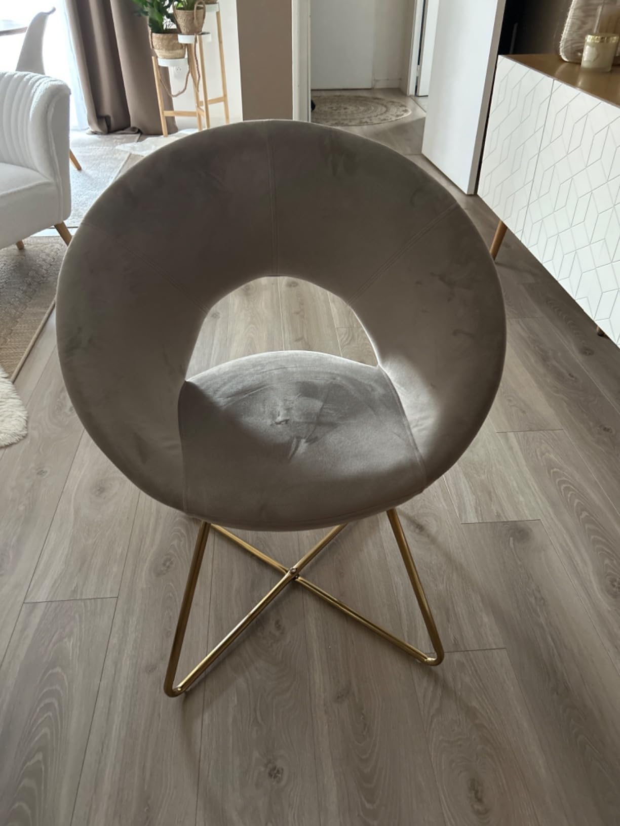 Baroni Home Poltrona Bibi Moon Beige Velluto 71x59x84 Portata 200kg
