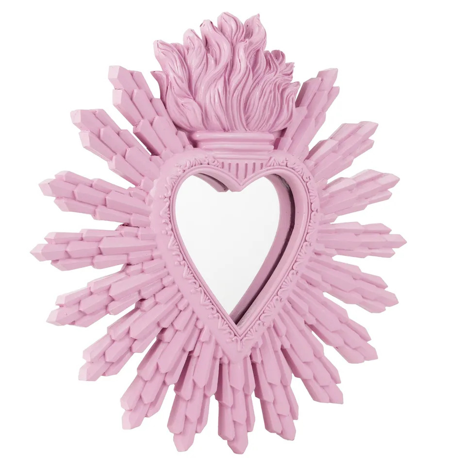 Baroni Home Ex Voto Cuore Specchio Parete Rosa resina