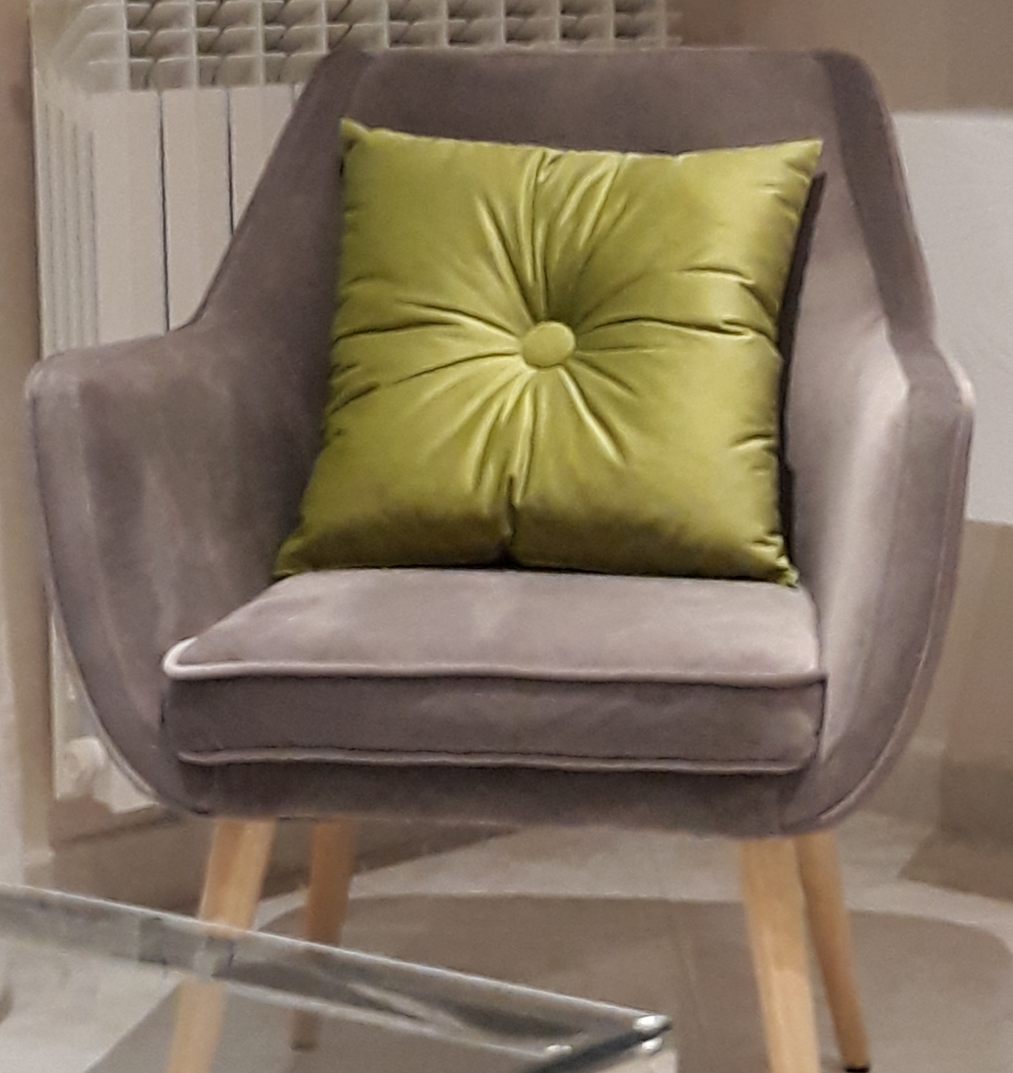 Baroni Montemaggi Poltrona Velluto Gambe Legno 65x65x85 cm