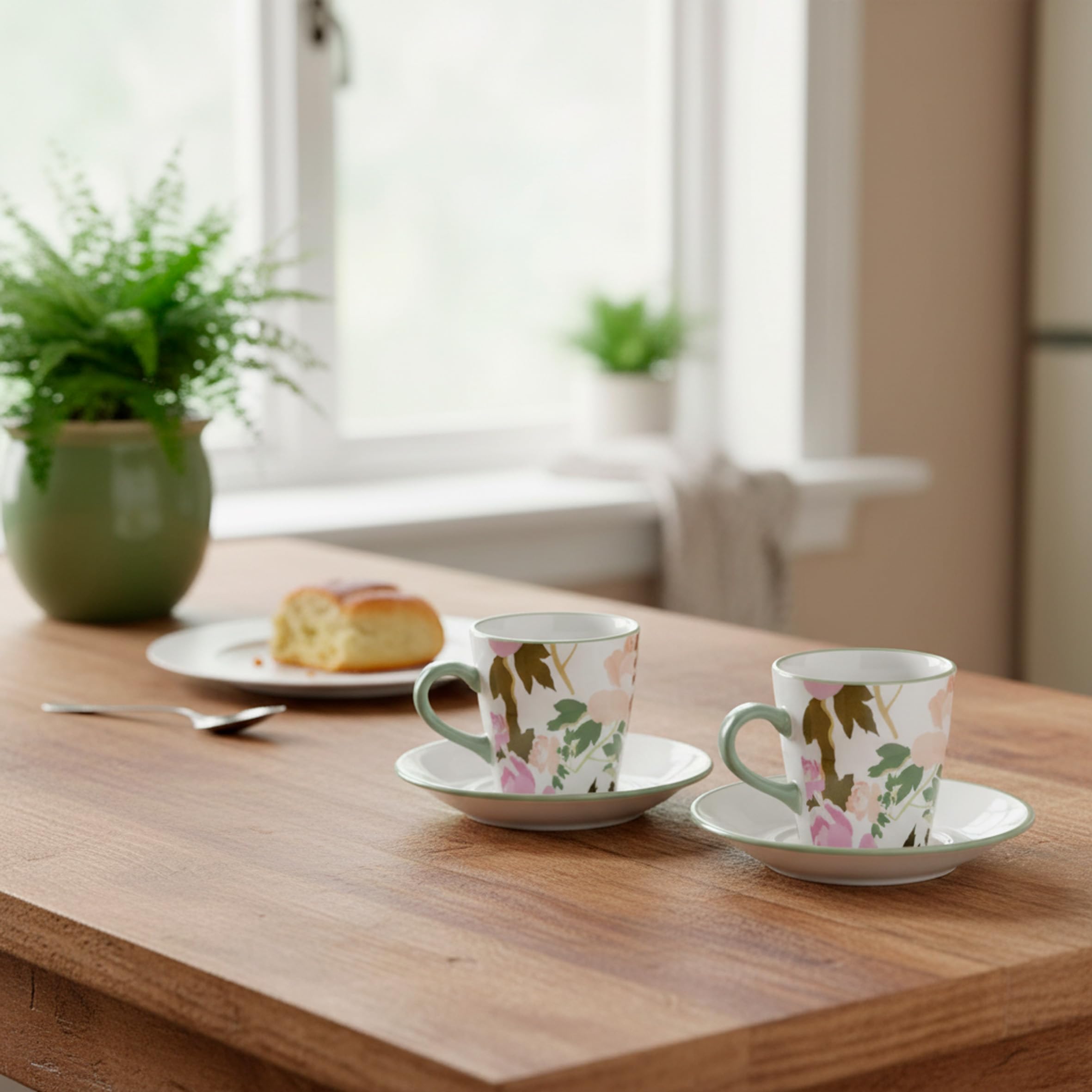 Baroni Home Rose Set Tazzine Ceramica con Stand 15x13x29 cm