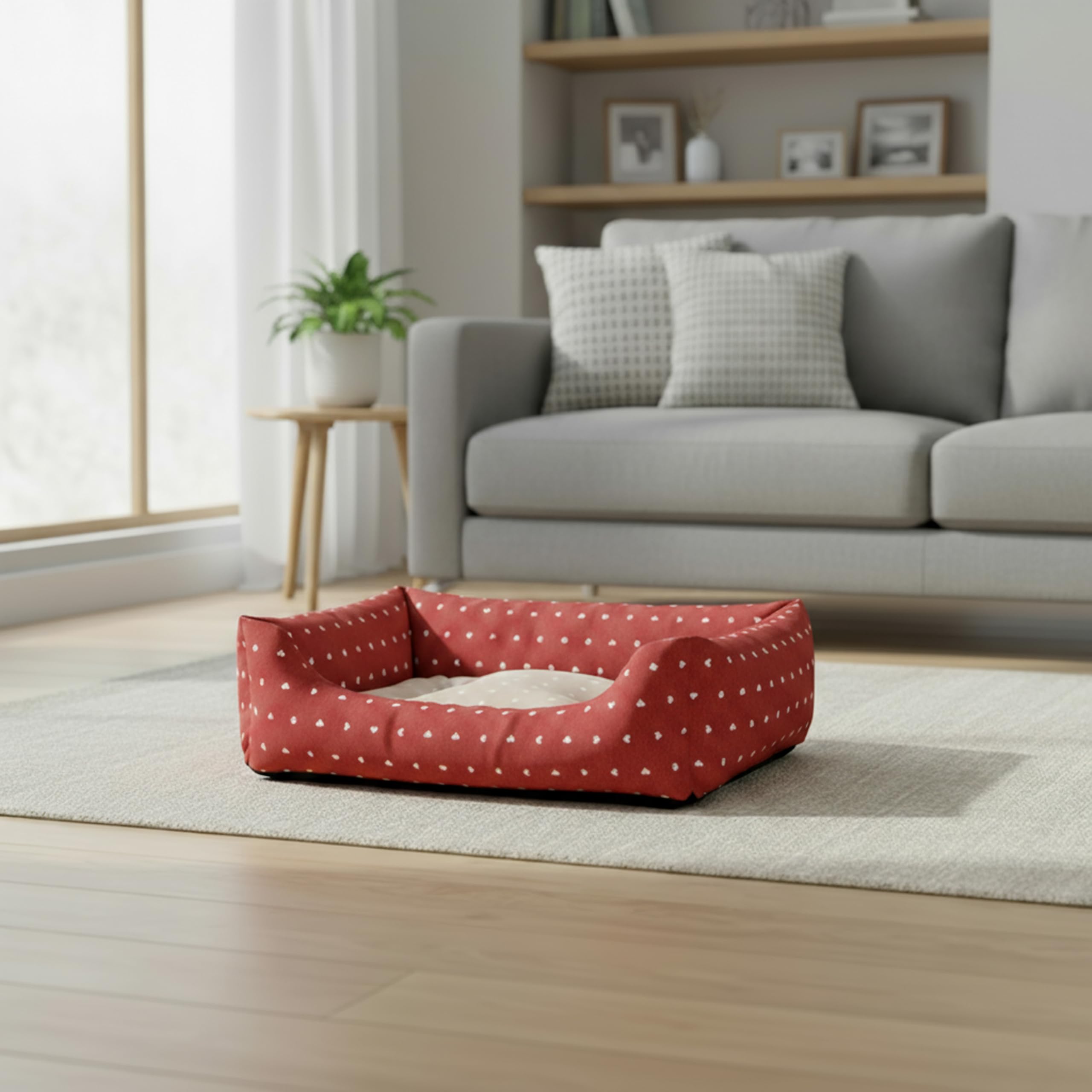 Baroni Home cuccia cane rettangolare rossa cuori 60x70 cm