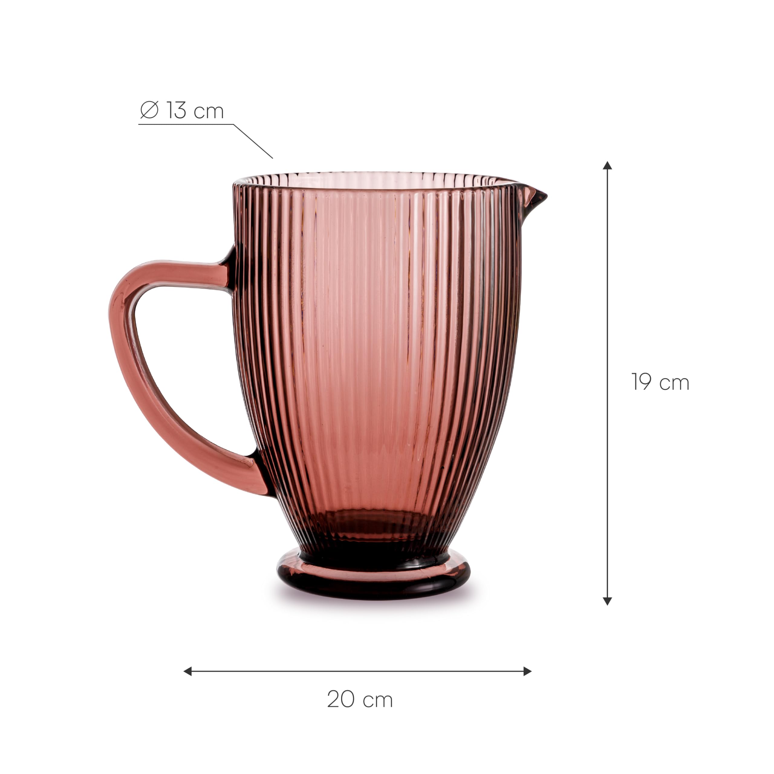 Baroni Home Caraffa Vetro Rosa 1L Antigoccia 20x13x19 cm
