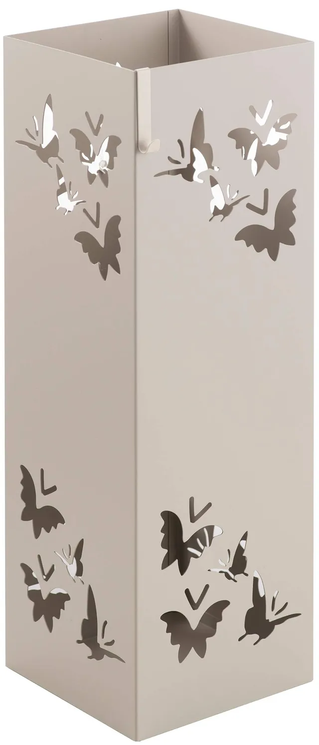 Baroni Home portaombrelli quadrato farfalle metallo grigio tortora