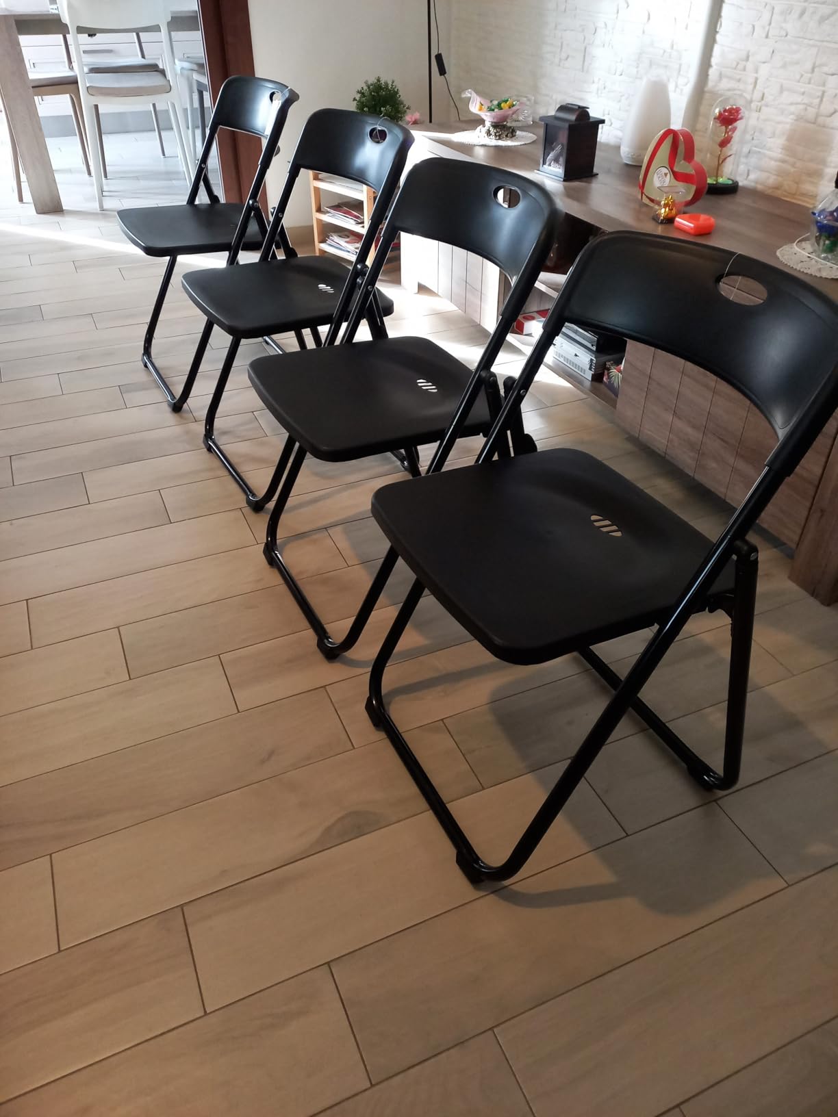 Baroni Home Sedia Pieghevole Acciaio Nera 74x43x49 cm