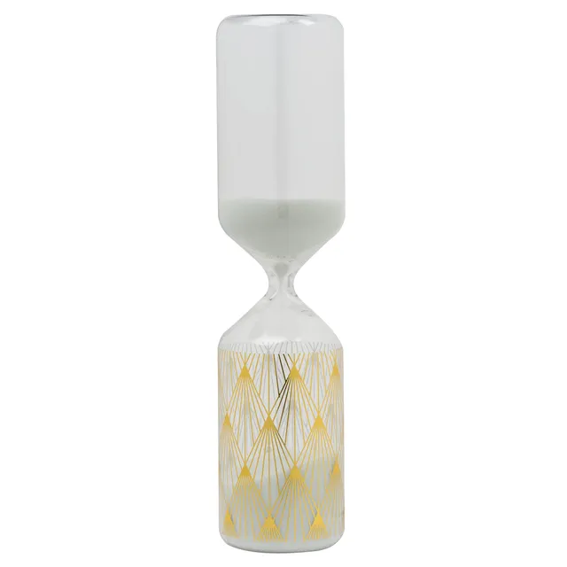 Baroni Home clessidra decorativa bianca oro 6x6x24 cm vetro