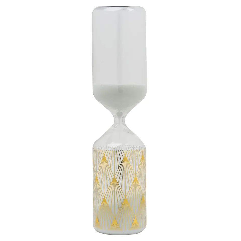 Baroni Home clessidra decorativa bianca oro 6x6x24 cm vetro