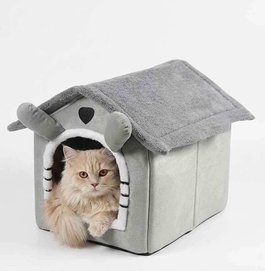 PetPlus cuccia grotta gatto grigia 45x37x40 cm morbida