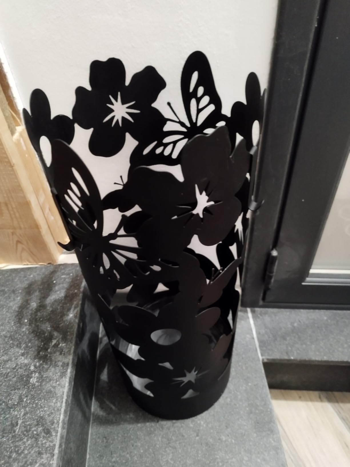Baroni Home Portaombrelli Flowers Bianco Metallo 19x19x49